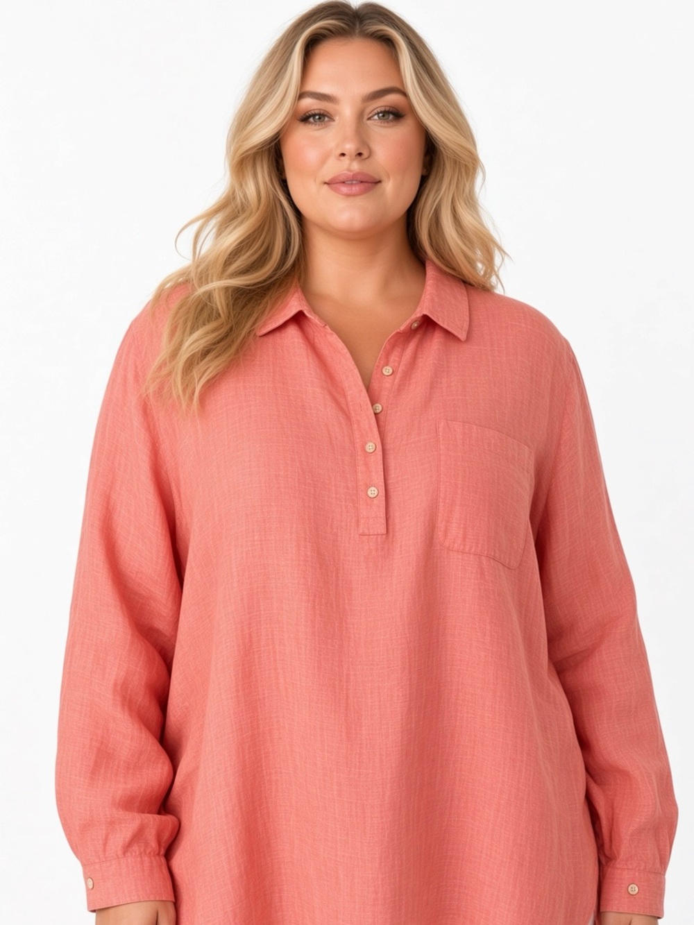 Jones & Co peach coral linen new without tags top